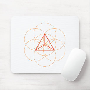 Tetrahedron Sacred Geometry Mouse Pad - Red-Orange Mousepad