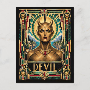 Teufel, Art Deco Mythisch Postkarte