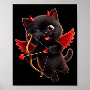 Teufel Cupid Katze Kunst Süß Engel Dämon Katze Lus Poster