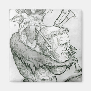 Teufel, der den Kopf des Mannes als Saxophon, 1144 Magnet