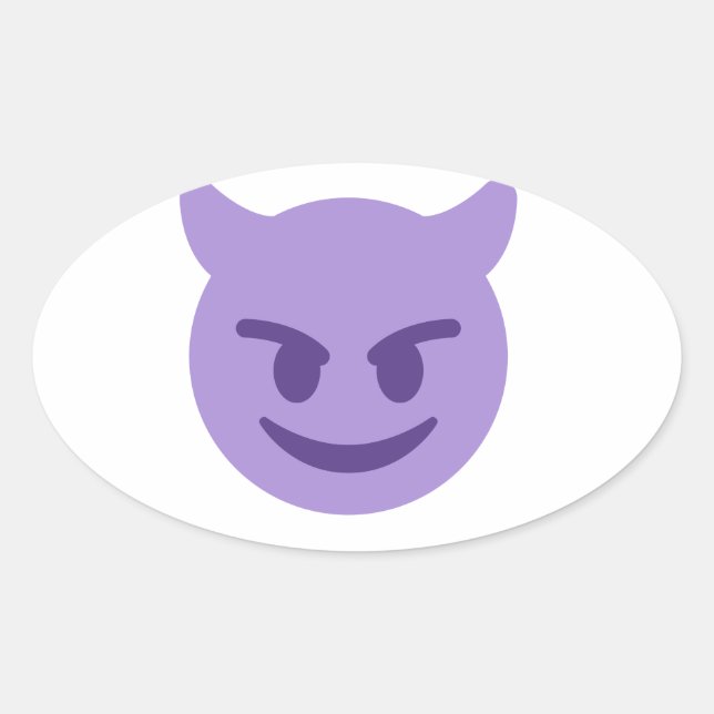 Teufel Emoji Ovaler Aufkleber (Vorderseite)
