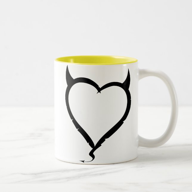 Teufel-Herz Zweifarbige Tasse (Rechts)