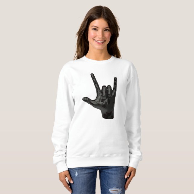 Teufel Hörner Handfrauen Sweatshirt (Vorne ganz)