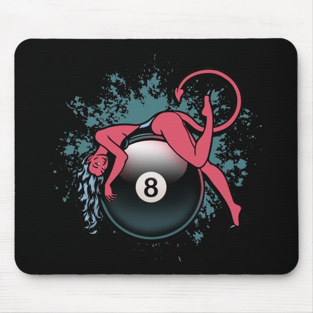 Teufel-Mädchen 8-Ball Mousepad (Vorne)