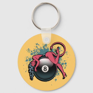Teufel-Mädchen 8-Ball Schlüsselanhänger