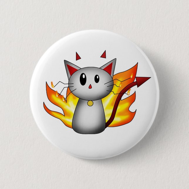 Teufel-Miezekatze - Knopf Button (Vorderseite)