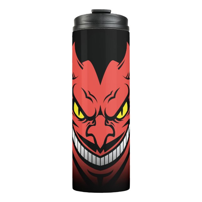 Teufel mit feurigem Grinsen Thermosbecher (Vorderseite)