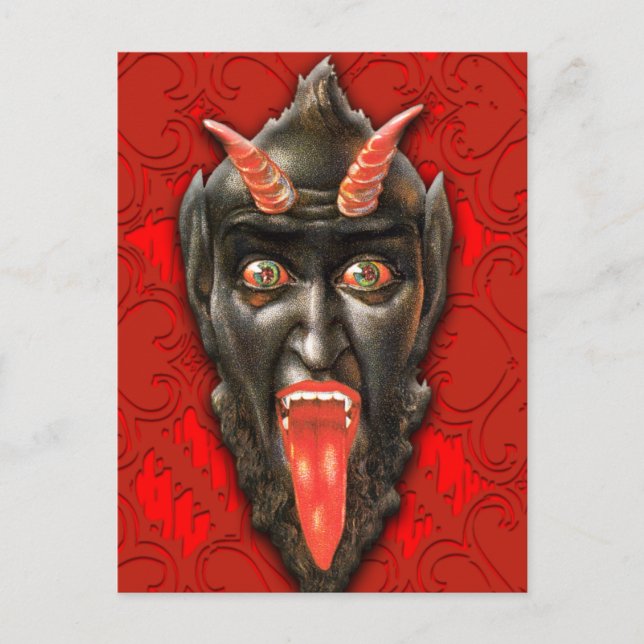 Teufel mit Roter Zunge und Horn Postkarte (Vorderseite)
