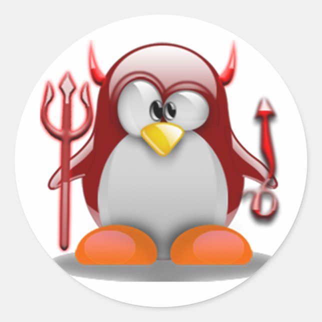 Teufel Tux (Linux Tux) Runder Aufkleber (Vorderseite)