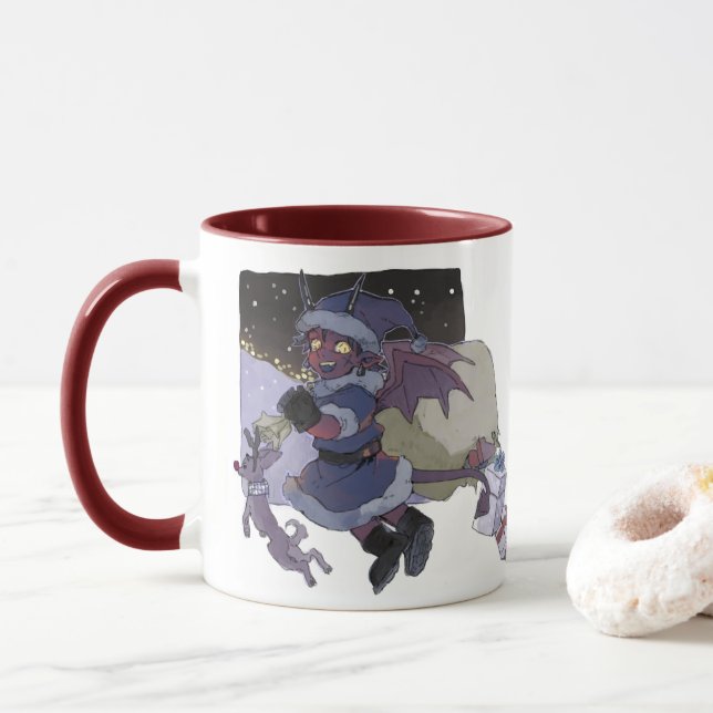 Teufel Weihnachtsmann Tasse (Mit Donut)