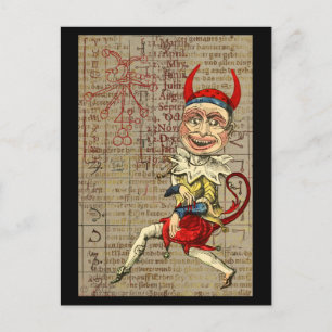 Teufelsclown-Zodiak-Okkult-Symbole Postkarte