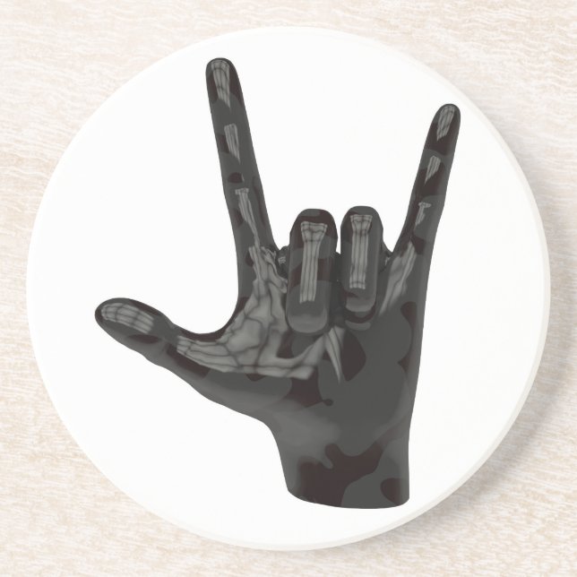 Teufelshornhand Sandstein Untersetzer (Vorne)