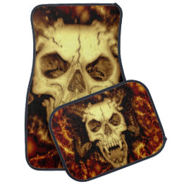 Teufelskull mit Fangs bedruckt Autofußmatte