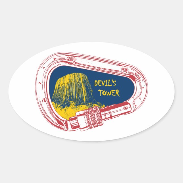 Teufelsturm Kletterer Carabiner Ovaler Aufkleber (Vorderseite)