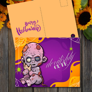 Teuflisch süßes Zombie-Baby Halloween Feiertagspostkarte