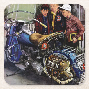 Tex-Motorrad Rechteckiger Pappuntersetzer