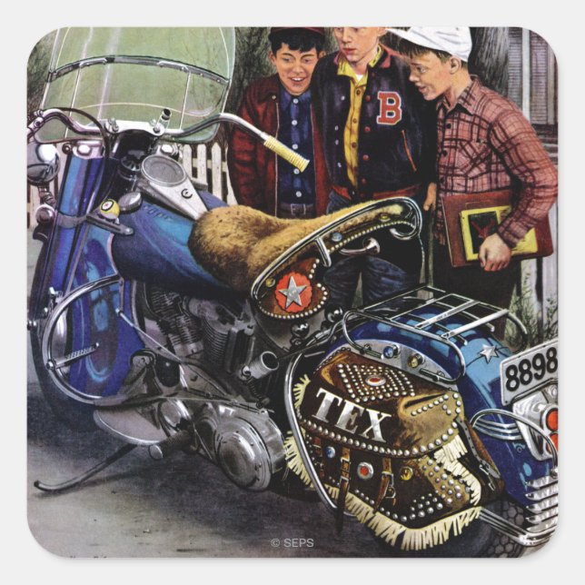 Tex’s Motorcycle Quadratischer Aufkleber (Vorderseite)