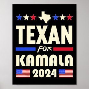 Texan für Kamala 2024 Patriotische Demokraten Kamp Poster