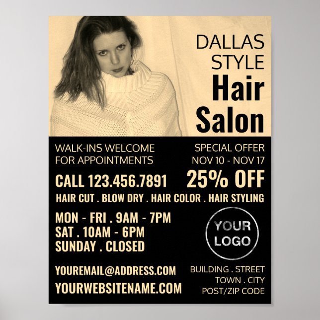 Texan Girl, Haarstylistin, Haarsalonwerbung Poster (Vorne)