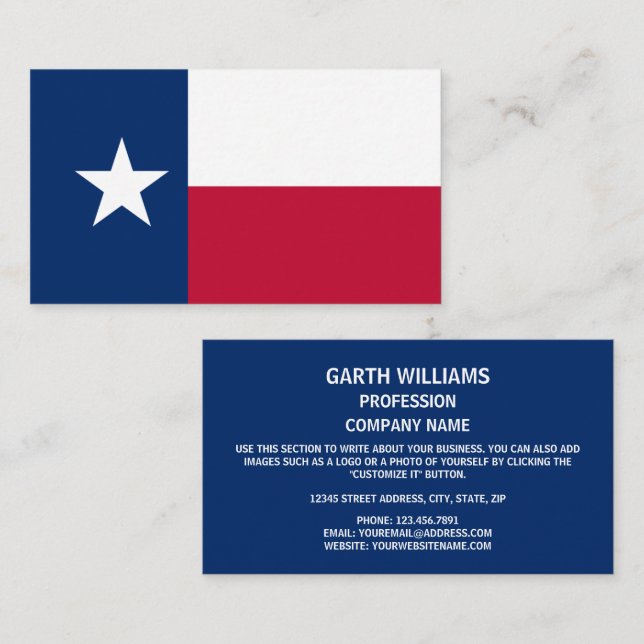 Texanische Flagge, Flagge von Texas Visitenkarte (Vorne/Hinten)