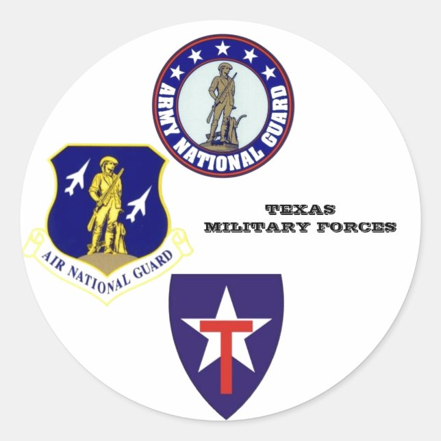 texanische Militärstreitkräfte Runder Aufkleber (Vorderseite)