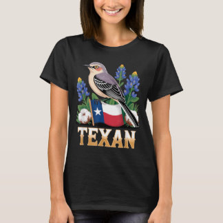 Texanische Spottdrossel TX-Flagge Bluebonnet Baumw T-Shirt