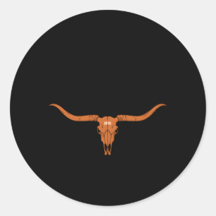 Texas 1845 Loghorn Kuh und Rodeo Fan Runder Aufkleber