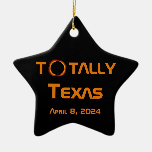 Texas 2024 Solar Eclipse Keramik Ornament (Vorne)