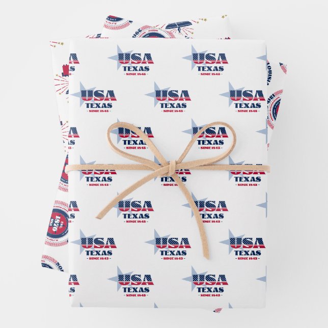 Texas, 50 Staaten, Liberty Bell Geschenkpapier Set (Beispiel)