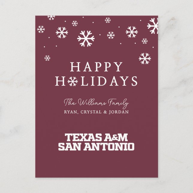 Texas A&M San Antonio Feiertagspostkarte (Vorderseite)