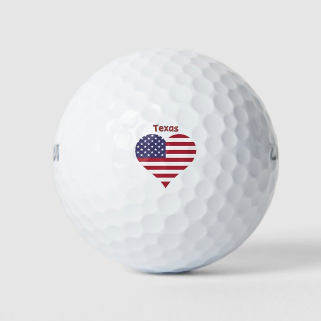 Texas American Flag Herz Golfball (Vorderseite)