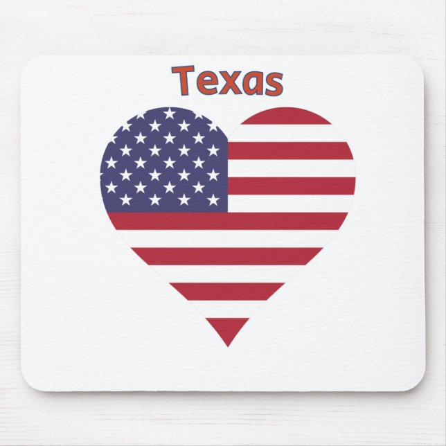 Texas American Flag Herz Mousepad (Vorne)