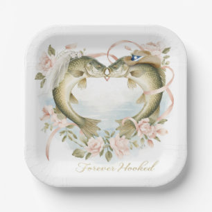 Texas-Angler-Hochzeit  Aquarell Pappteller