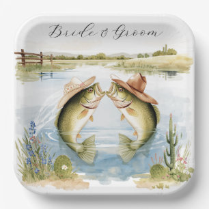 Texas-Angler-Hochzeit Pappteller