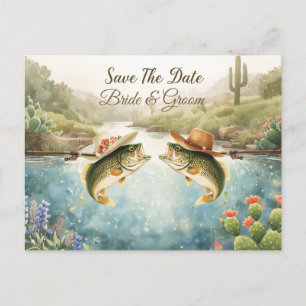 Texas-Angler-Hochzeit Save the Date Cowboy  Postkarte