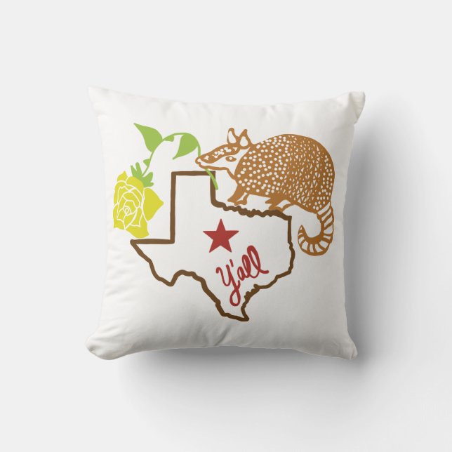 Texas Armadillo und Gelbe Rose Kissen (Vorderseite)