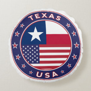 Texas Aufkleber, Handy, Totbeutel Rundes Kissen