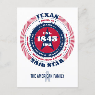 Texas, Austin, TX, Patriotic, Monogram Postkarte