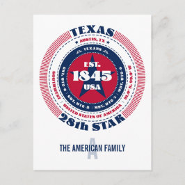 Texas, Austin, TX, Patriotic, Monogram Postkarte