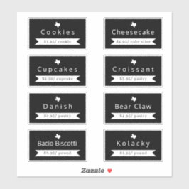 Texas Bakery Food Name & Price Aufkleber Etiketten