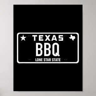 Texas Bbq Nummernschild Essen Fleisch Tx Austin Ge Poster