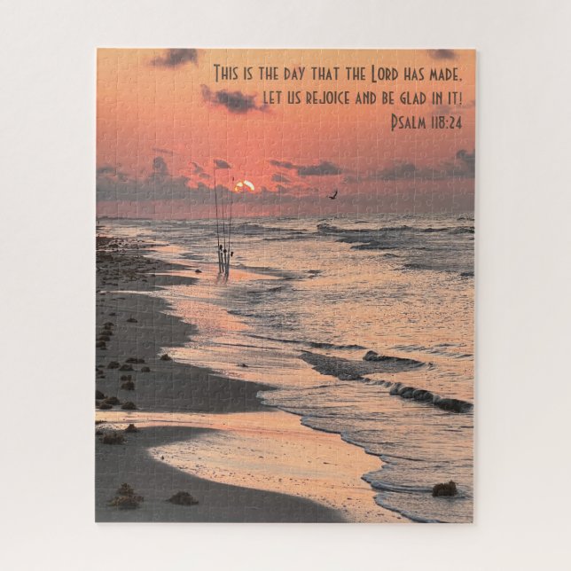 Texas Beach Sunrise, Verse aus Psalm 118:24 (Vertikal)