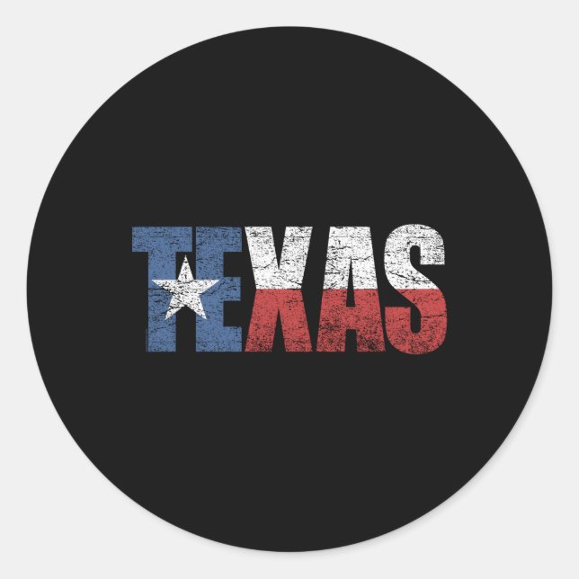 Texas bedrückte Texas-Flagge Runder Aufkleber (Vorderseite)