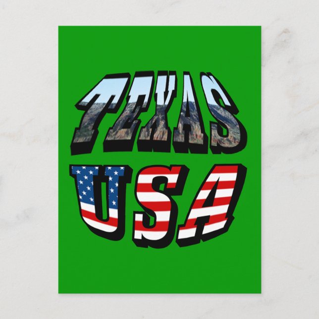 Texas Bild und Flag Text Postkarte (Vorderseite)
