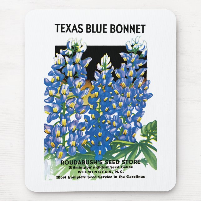 Texas Blue Bonnet Saatpacketikett Mousepad (Vorne)