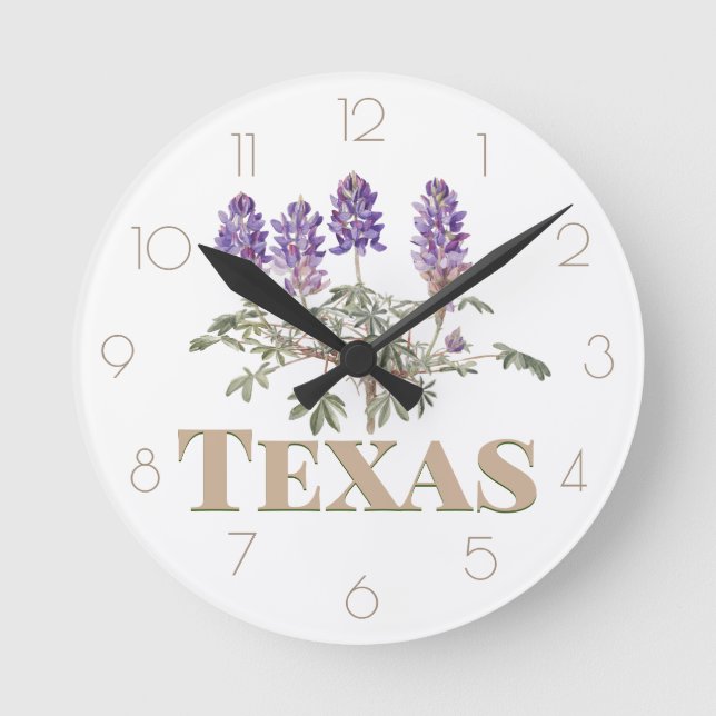 Texas Bluebonnet 2 Runde Wanduhr (Vorderseite)