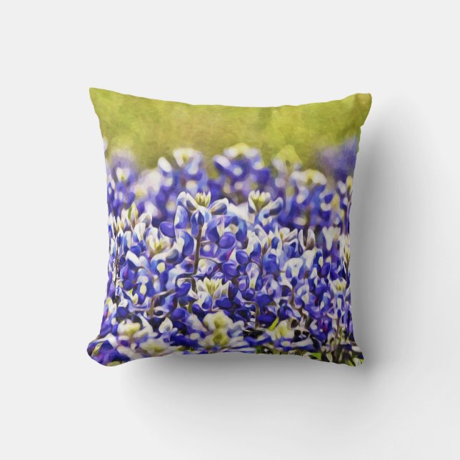 Texas Bluebonnet Blume Art Throw Kissen (Vorderseite)