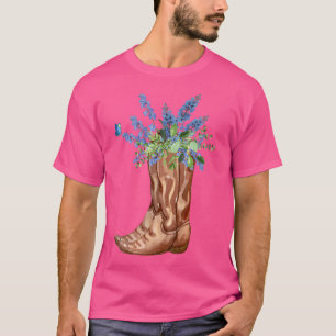 Texas Bluebonnet Blume Cowgirl Rodeo Boots T-Shirt