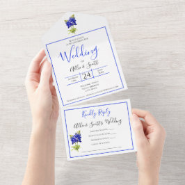 Texas Bluebonnet Blume, Moderne Hochzeit All In One Einladung