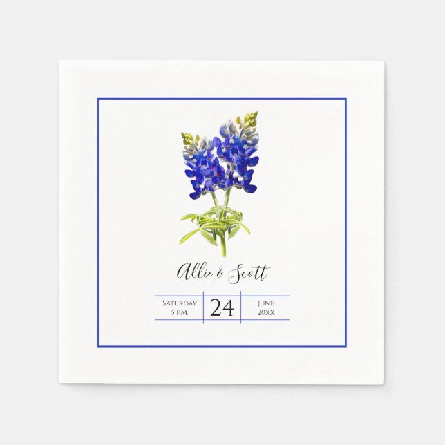Texas Bluebonnet Blume, Moderne Hochzeit Serviette (Vorderseite)